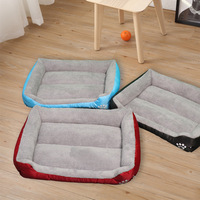 Meilleures ventes - Livraison directe - Lit pour chien et chat - Caverne en velours - Chaud et confortable - Forme rectangulaire - Matelas antidérapant - Imprimé patte