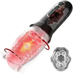 Rose Forma Boca 5 Modos de Rotação Vibração Masturbação Oral Cup para Homens Masturbador Masculino Automático Penis Empurrando Rotating