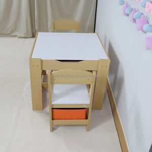 Juego de Mesa y Dos Sillas Modernas para Niños con Contenedor de Almacenamiento, Escritorio de Actividades de Madera para Niños - Blanco, Seguro para Sala de Estar - Product Image 6