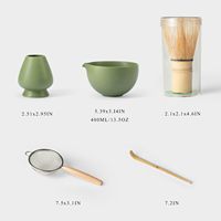 Ensemble de matcha écologique du Fujian avec bol en céramique peint à la main, fouet en bambou et support, tamis, cuillère à thé