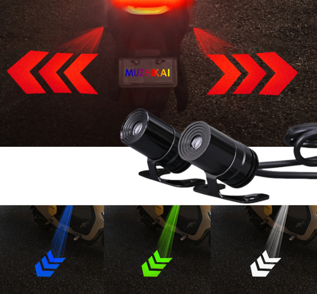 New Motorcycle Universal LED Lamp 7 Color Projection Lamp Arrow Indicator Sequential Lights High Brightness Warning Light