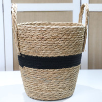 Vente chaude rond pliable panier de rangement bambou tissé osier rotin paille herbe jacinthe d'eau pour salle de bain stockage de vêtements