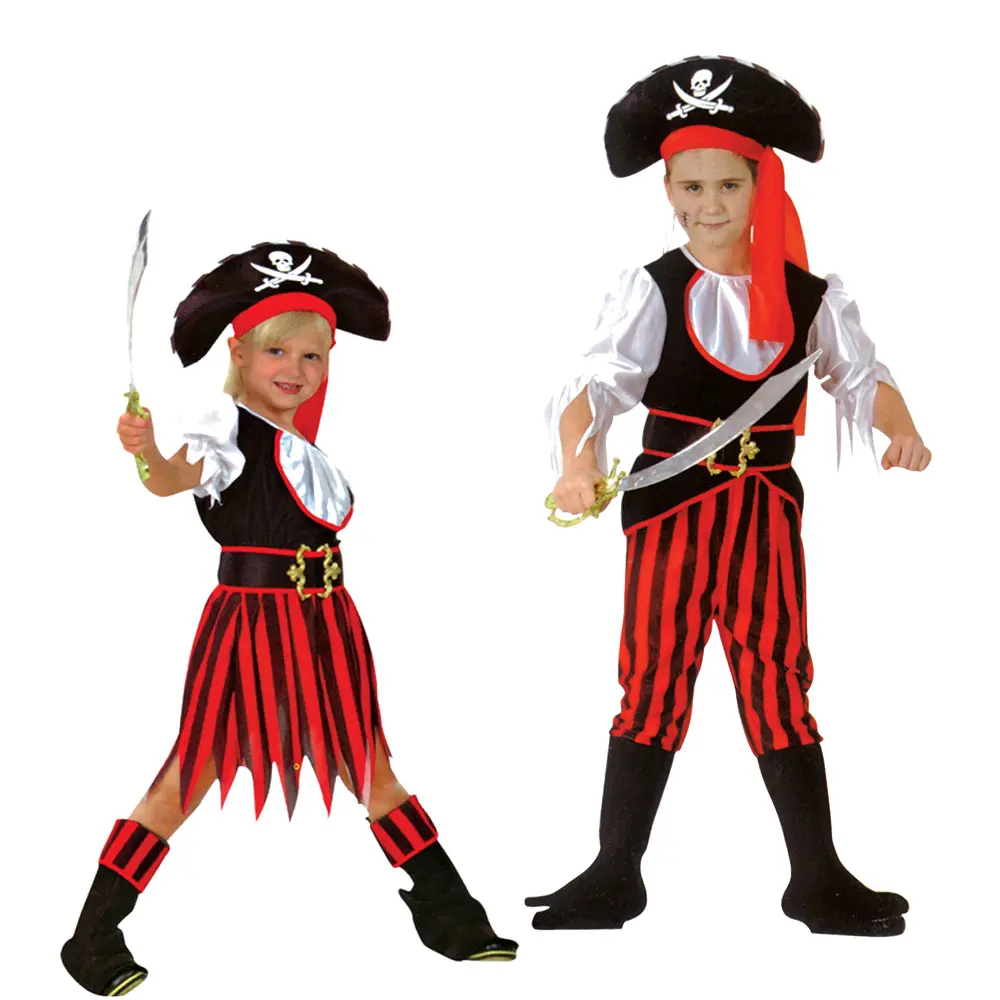स्टॉक में समुद्री डाकू लड़कियों को लड़कों लाल कॉस्टयूम टोपी हेलोवीन पार्टी-HSG90452-453