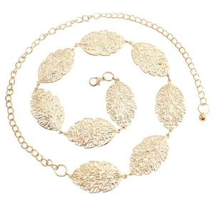 Cadena de cintura de metal con decoración de hojas para mujer, cadena corporal de moda, accesorio de vestir delgado de aleación de zinc, uso diario, color plateado - Product Image 5