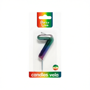 Vela de Cumpleaños con Número 7 de 6 cm, Color Arcoíris, Decoración para Pastel - Product Image 2