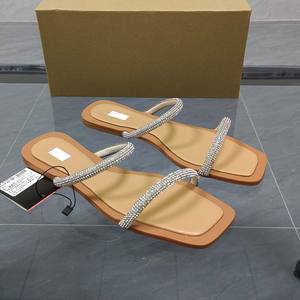 <span class=keywords><strong>Chaussures</strong></span> pour femmes espagnoles 2024 été nouvelle mode décontracté strass sandales plates <span class=keywords><strong>chaussures</strong></span> de créateurs femmes marques - Product Image 3