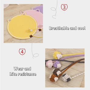 Cotton Rope Weaving Cat Wear-resistant Sleeping Mat Washable Breathable Durable Cartoon Pet Play Rest Mat Cat <b>Scratching</b> <b>Pad</b> - Product Image 6