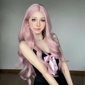 <span class=keywords><strong>ผม</strong></span>ปลอมแบบเต็มศีรษะ ลอนใหญ่ แสกกลาง สีชมพูโรส <span class=keywords><strong>ยาว</strong></span> นุ่มสบาย ระบายอากาศได้ดี ทนความร้อนสูง - Product Image 3