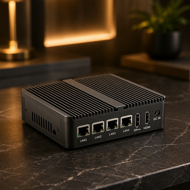 Wholesale X86 Server Router N100 4 LAN I226V 2.5G Industrial Desktop Computer HD+DP Dual Display Fanless Firewall Mini PC