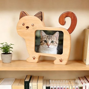 Wooden Cat-Shaped Photo <b>Frame</b> Tabletop Horizontal Cartoon Decor For Bedroom Living Room - Product Image 2