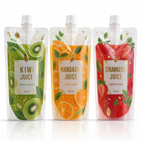 Pochettes transparentes personnalisées avec bec verseur pour boissons, sachets souples à fond plat avec couvercles pour l'emballage de lait, jus et café