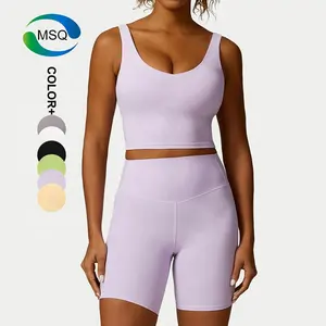 Set Yoga 3 potong musim panas baru pakaian olahraga wanita perasaan telanjang celana pendek bra gym celana olahraga legging pakaian olahraga untuk wanita