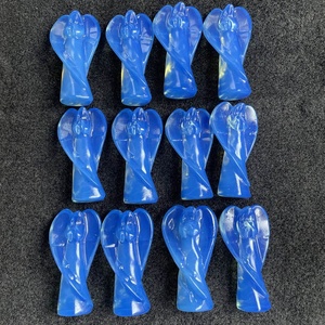 Venta al por mayor azul Opalite tallado Ángel figuritas cristal ángeles para meditación decoración del hogar - Product Image 6