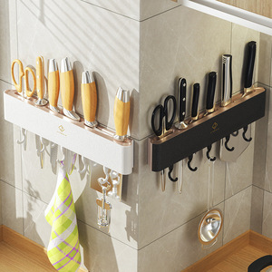 Wall Mounted <b>Kitchen</b> Storage <b>Rack</b> With Hooks For Knives Spatulas And Utensils Multifunctional Organizer - Product Image 2