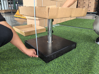 Support de parasol de patio 40 kg, base en granit gris mobile avec roulettes, base en marbre moderne pour parasol à mât central, base de mât central extérieur