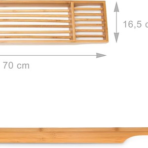 Support et plateau de bain en bambou de style minimaliste ; plateau en bambou multi-compartiments ; respectueux de l'environnement et sain. - Product Image 4