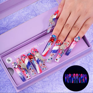 Sang Trọng Handmade Quảng Trường Phong Cách Móng Tay Phụ Nữ Tái Sử Dụng Móng Tay Giả Sang Trọng Dài Acrylic Chất Liệu Nghệ Thuật - Product Image 2