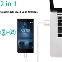 Cable USB Tipo C de 60W y 1M, PVC, 2A, para Teléfono 15/16, Venta al Por Mayor