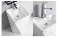 AIDI Lavabo sur pied haut de gamme en marbre blanc couleur diamant