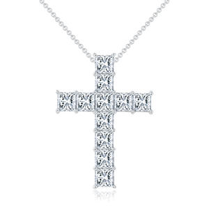 Pendentif Croix Blanche en Argent Sterling Moissanite Hip Hop Jésus Coupe Princesse Tendance - Product Image 2