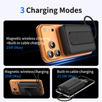 Banque d'alimentation portable 10000 mAh avec charge rapide USB PD 3.0 & QC 4+, câble Type-C intégré, écran LED et support magnétique