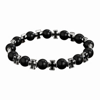 Cruz geométrica combinable a la moda de Europa y Estados Unidos para pulsera para hombres y mujeres con cuentas elásticas de nicho para pulsera para