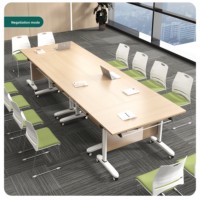 HYZ-245X Table de réunion et de formation pliante en bois avec chaises, combinable, longue, mobile, à roulettes, multifonctionnelle, usage commercial