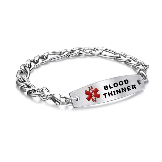 Stainless Steel Engravable DIABETES EPILEPSY ALZHEIMER ALLERGY Chain Medical Alert ID Bracelets