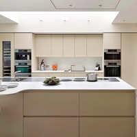 Ensemble d'armoires de cuisine modulaires en PVC mélaminé avec portes coulissantes en bois massif, livraison gratuite