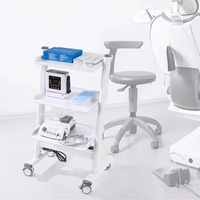 Chariot de laboratoire dentaire à 3 niveaux en métal blanc de haute qualité, chariot de rangement roulant, mobilier de clinique pour cabinet dentaire