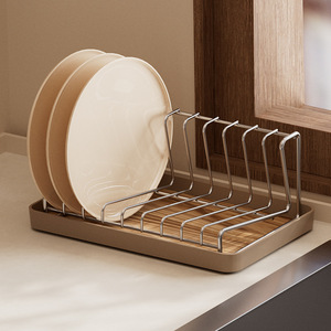 Modern Kitchen Stainless Steel Draining Rack for Bowls <b>Dishes</b> Household Countertop Storage Organizer Water-collecting Tray - Product Image 1
