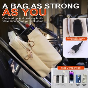 Sac à bouteille d'eau magnétique personnalisé avec logo, en nylon, fermeture éclair, aimant pour téléphone, sport, fitness, porte-bouteille magnétique, sac de sport avec sangle - Product Image 2