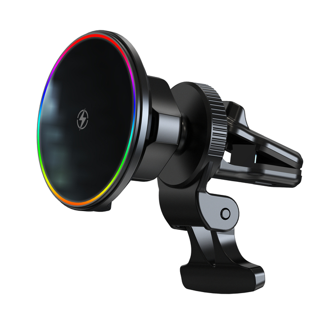 KC Qi2 Magnetic Wireless Car Charger Mount 15W With RGB Light for iPhone 15/12/13/14