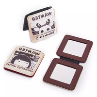Mini miroir de maquillage en cuir pour filles, Portable, cadeau personnalisé, cosmétique, Offre Spéciale