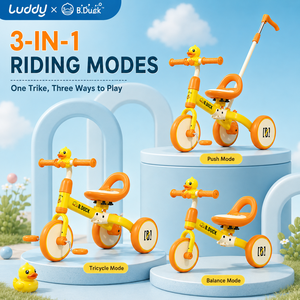 Tricycle 2-en-1 Luddy Custom 1028L pour enfants, siège réglable, vélo d'équilibre pour tout-petits, jeu intérieur/extérieur, vélo d'apprentissage à pousser, pour les 1-4 ans - Product Image 3