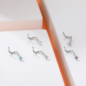 Trâm khuyên mũi thép phẫu thuật 316L 20G/18G, gắn đá CZ, khuyên mũi dạng ốc, trang sức body cho nữ và nam - Product Image 3