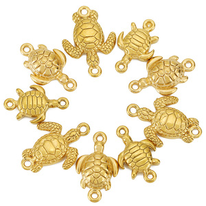Sea <b>Turtle</b> Connector Charm Double Loop | PVD Gold Plated Stainless Steel Casting Link for DIY <b>Bracelet</b> Necklace Jewelry Making - Product Image 2