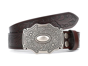 Longueur personnalisée <span class=keywords><strong>ceinture</strong></span> en <span class=keywords><strong>cuir</strong></span> véritable vintage occidentale pour hommes design de cowboy gravé décontracté avec <span class=keywords><strong>boucle</strong></span> en acier pour pantalon en jean - Product Image 3
