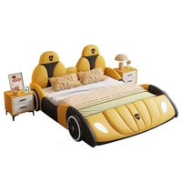 Cama Inteligente Tapizada en Cuero, Reclinable, Moderna, Acolchada, Cómoda, Ecológica, con Almacenamiento, Tipo Auto de Carreras, para Niños