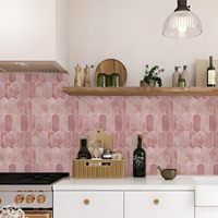 Dosseret Vinyle Autocollants Rose Porte Type Carrelage 3D Auto-Adhésif Papier Peint pour Carrelage Salle De Bains Cuisine