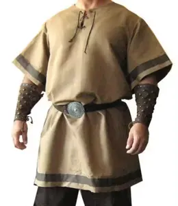 Cosplay medievale Vintage rinascimentale vyking guerriero cavaliere LARP Costume adulto uomini nordico pirata tunica abiti top camicia