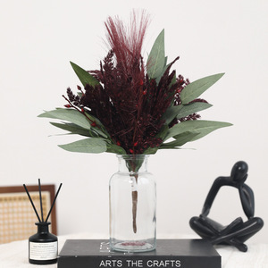 Flores de caña de <span class=keywords><strong>Pampa</strong></span> secas Ruscus pequeñas hechas a mano en variantes de colores para el hogar, bodas, adornos navideños y el Día DE LA Madre - Product Image 4