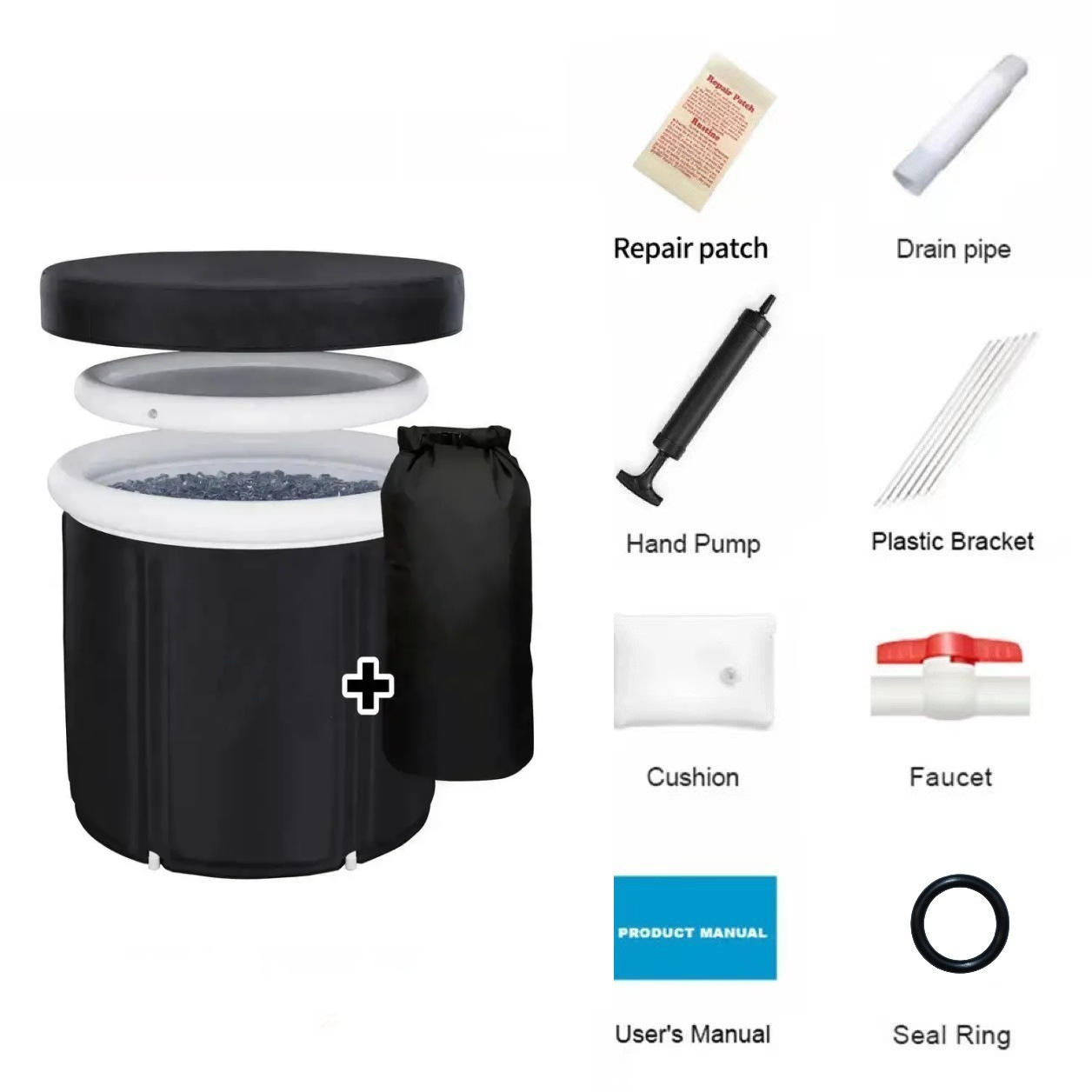 Una bañera + tapas + cubierta de polvo + bolsa