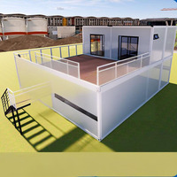Villa de luxe pliable à 2 étages, conteneur modulable, 2-3 chambres, appartement, bureau, hôtel, école, taille personnalisée, maison mobile, bâtiment de bureaux