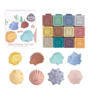 Jouets Montessori en silicone pour bébé, ensemble <span class=keywords><strong>de</strong></span> blocs à empiler animaux souples, 6-12 <span class=keywords><strong>mois</strong></span>, autres jouets <span class=keywords><strong>de</strong></span> <span class=keywords><strong>bain</strong></span> pour bébé - Product Image 1