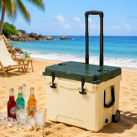 Glacière rigide rotomoulée professionnelle 40L avec roues pour camping, pêche, pique-nique, isotherme et portable, avec poignée