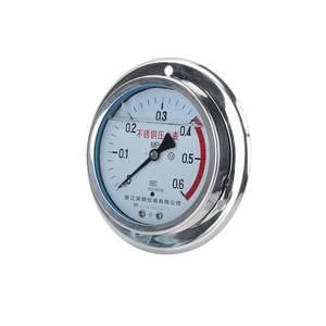 Manomètre axial en acier inoxydable Longqi Automation YN100BFZT, résistant aux chocs, pour utilisation avec air, huile, eau, hydraulique - Product Image 3