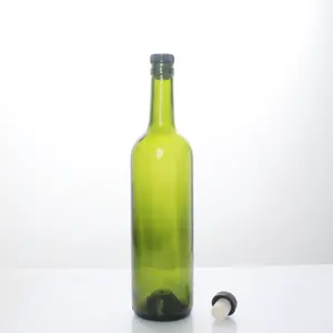 In Stock Red wine 750ml green glass bottle with cork for wine making filling red wine glass bottle