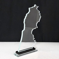 Trofeo de Cristal con Mapa de África, Impresión UV, Corte por Agua, Cristal, Trofeos de Cristal MH-N730