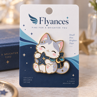 Flyances Fabricant Grossiste Personnalisé Anime Chat Noir Amusant Épingles de revers et badges en émail souple ou dur avec cartes de support